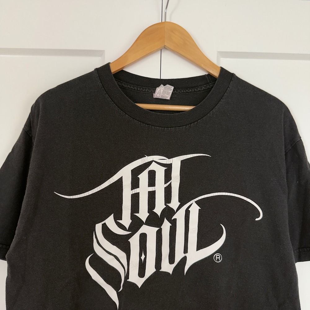 Mens Tat Soul Graphic T-Shirt Large Black Gothic Script Alstyle Tee